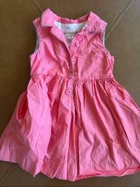 Bonpoint 4T Sleeveless Button-Front Pink Cotton Dress w pockets